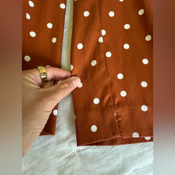 Anthropologie Maeve Isobel Pleated Wide Leg Crop Pants Polka Dot Lyocell Brown - Picture 7 of 7